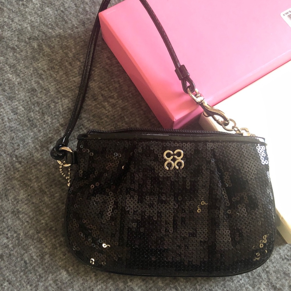 Coach Black Sequin Crossbody Bag with Gold Hardware